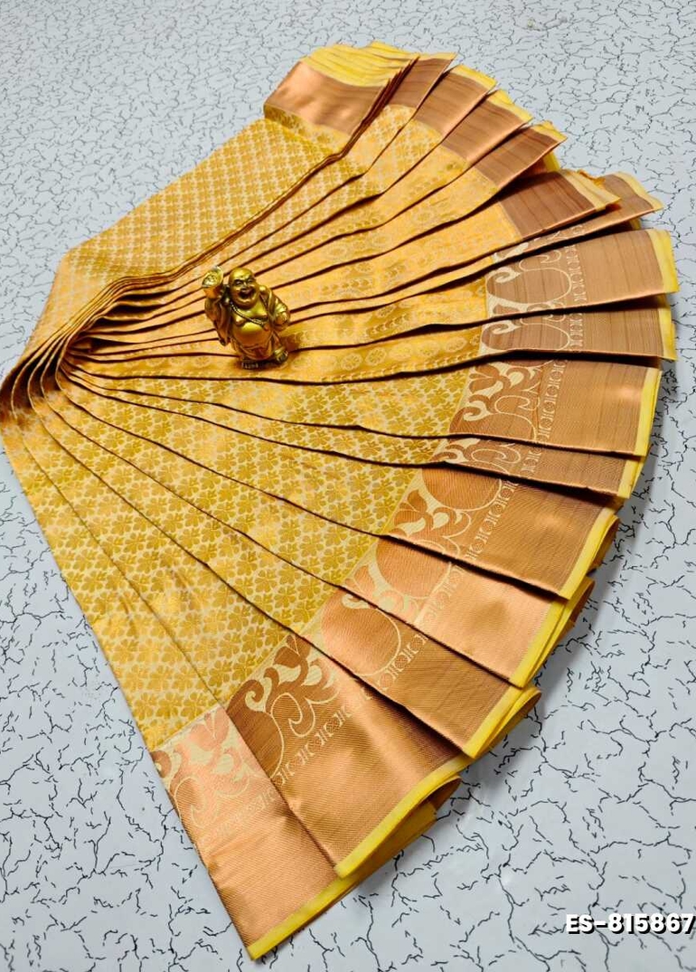 Bridal Silk Gold Silvar And Copper Zari Weave And Wedding Art Silk Sarees - GOLD COLOUR (3)