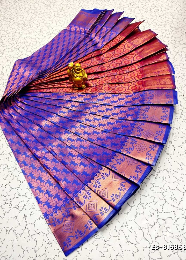 Bridal Silk Gold Silvar And Copper Zari Weave And Wedding Art Silk Sarees - NORMAL  BLUE (5)