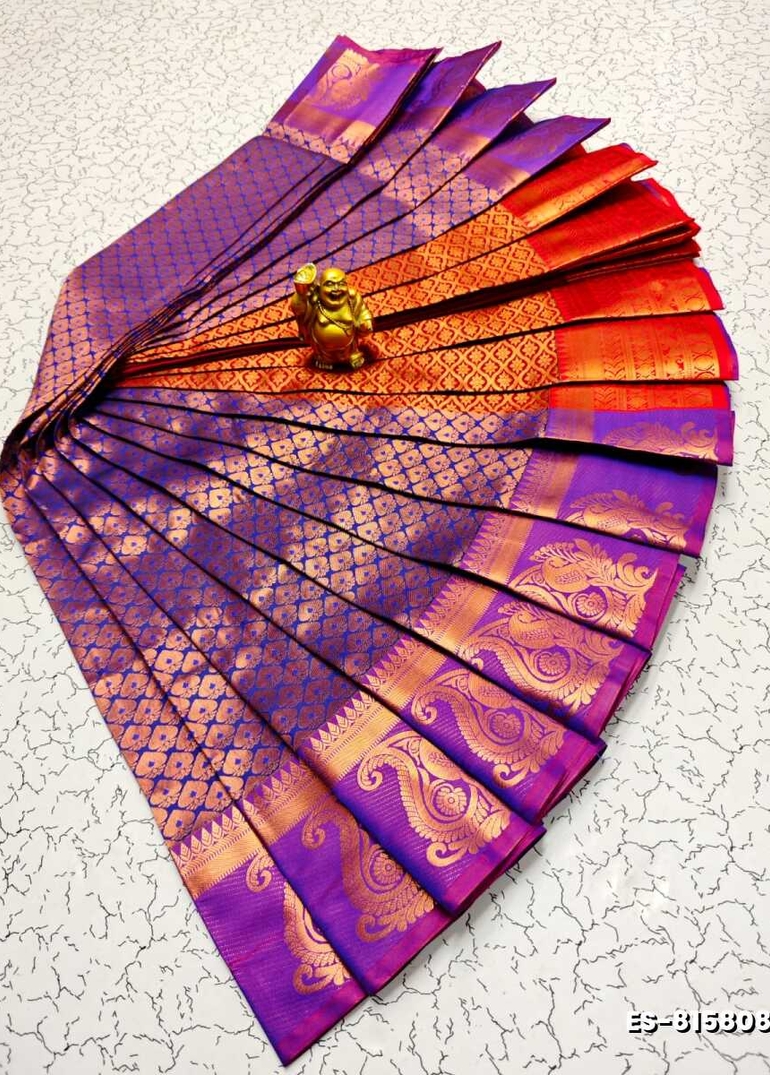 Bridal Silk Gold Silvar And Copper Zari Weave And Wedding Art Silk Sarees - NAVY COLOUR (6)