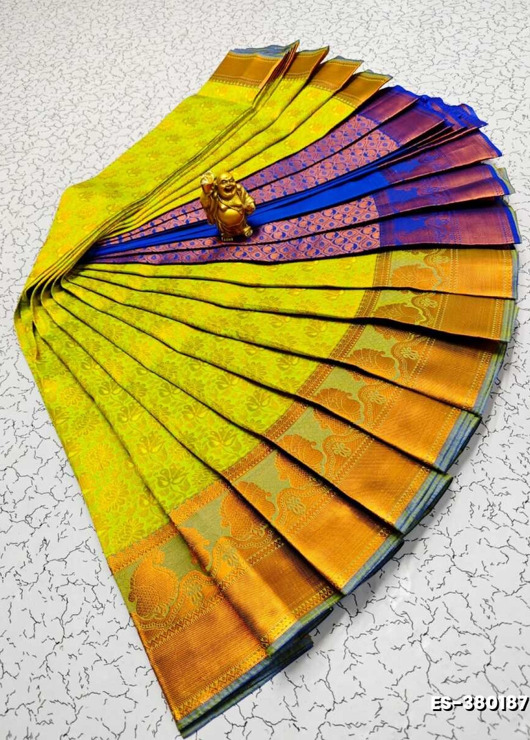 Bridal Silk Gold Silvar And Copper Zari Weave And Wedding Art Silk Sarees - FLORAISON GREEN (13)