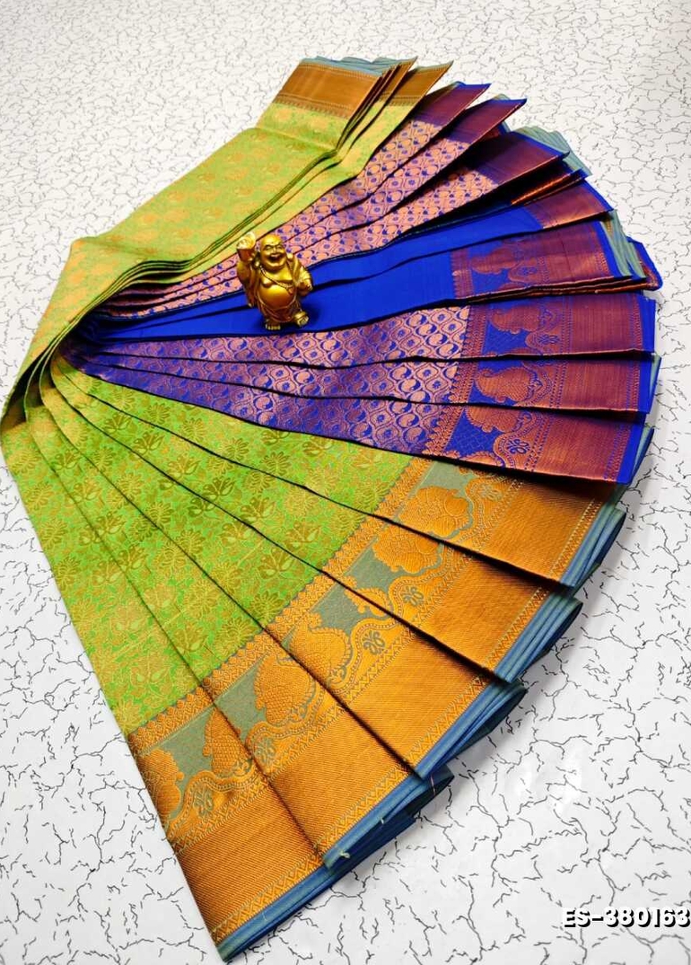 Bridal Silk Gold Silvar And Copper Zari Weave And Wedding Art Silk Sarees - GREEN COLOUR (6)