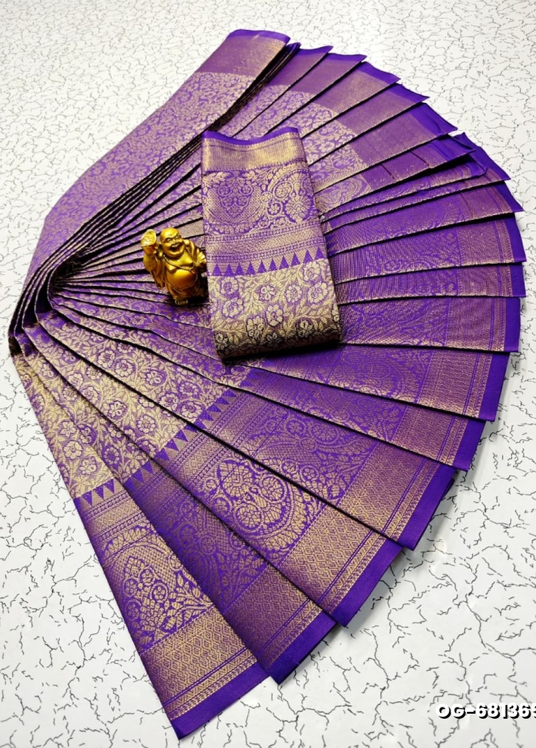 A "one gram gold trending tissue saree" typically refers to a saree made from a lightweight, sheer fabric known as tissue - INDIGO COLOUR (3)