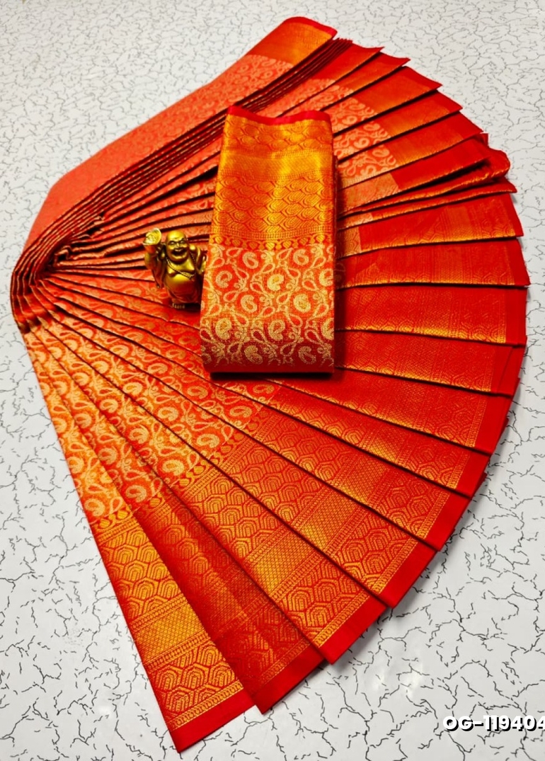A "one gram gold trending tissue saree" typically refers to a saree made from a lightweight, sheer fabric known as tissue