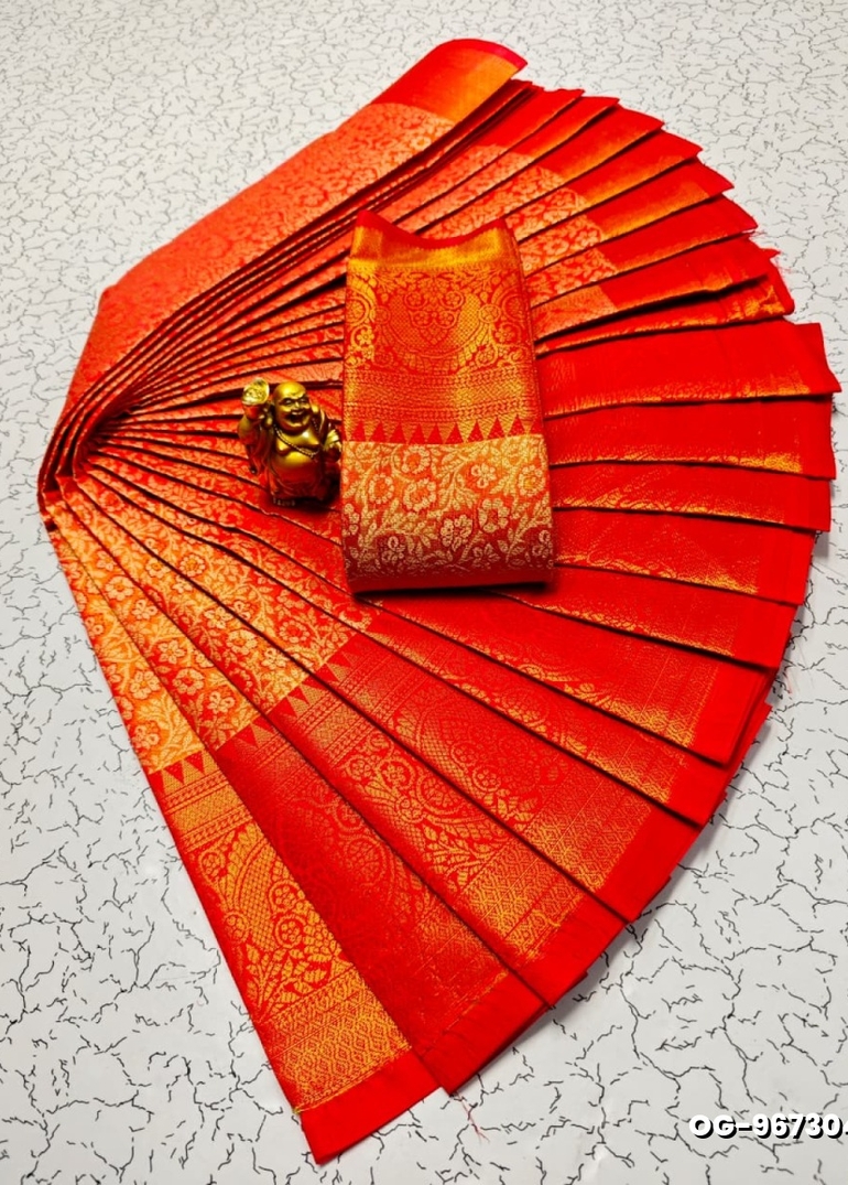 A "one gram gold trending tissue sarees" typically refers to a saree made from a lightweight, sheer fabric known as tissue