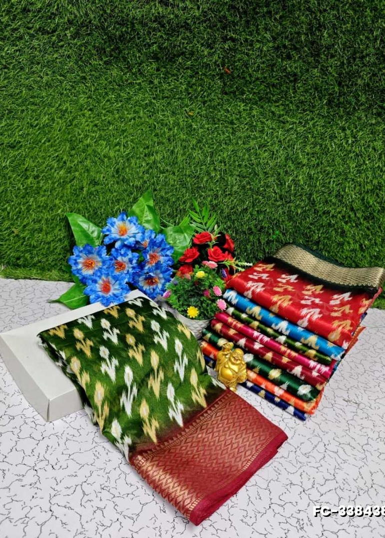 Fancy print office wear cotton sarees all over body flower design pattern  premium look lightweight comfortable wear - DARK GREEN