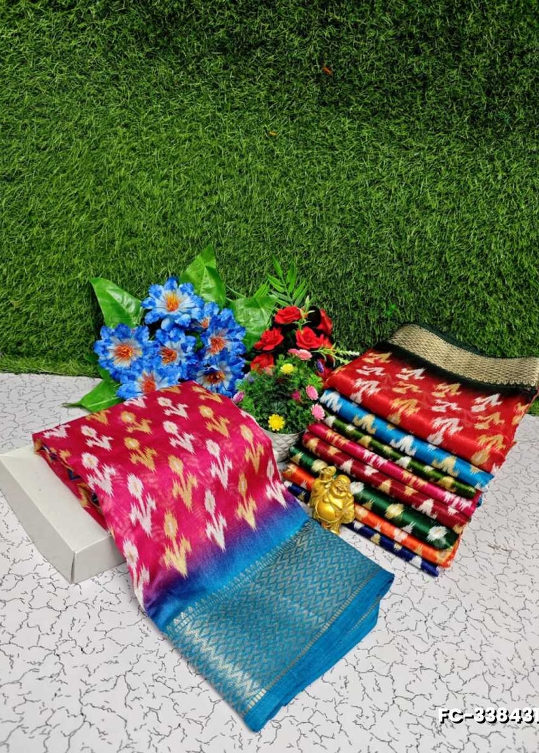 Fancy print office wear cotton sarees all over body flower design pattern premium look lightweight comfortable wear - DARK PINK (1)