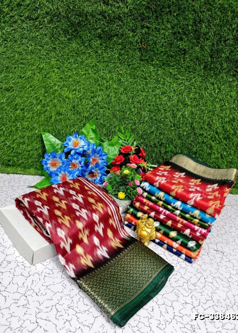 Fancy print office wear cotton sarees all over body mango and leaf pattern design premium look lightweight comfortable wear - MAROON COLOR