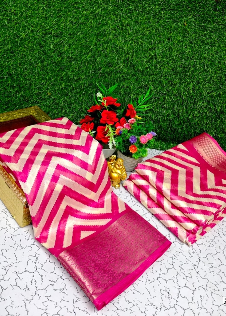 Fancy print office wear cotton sarees all over body mango and leaf pattern design premium look lightweight comfortable wear - LIGHT PINK (1)