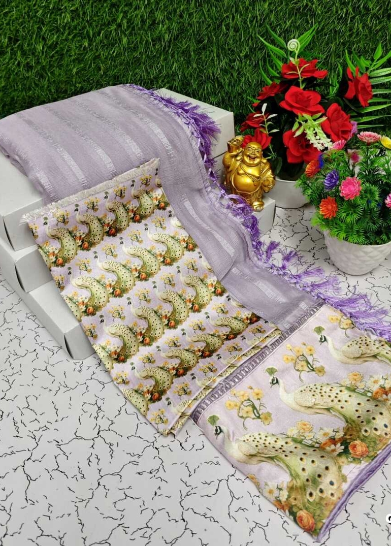 GEORGETTE FANCY SOFT SILK SAREES WITH BLOUSE  PEACOCK DESIGN MODERN FANCY ITEM SAREES - LEVENDOR