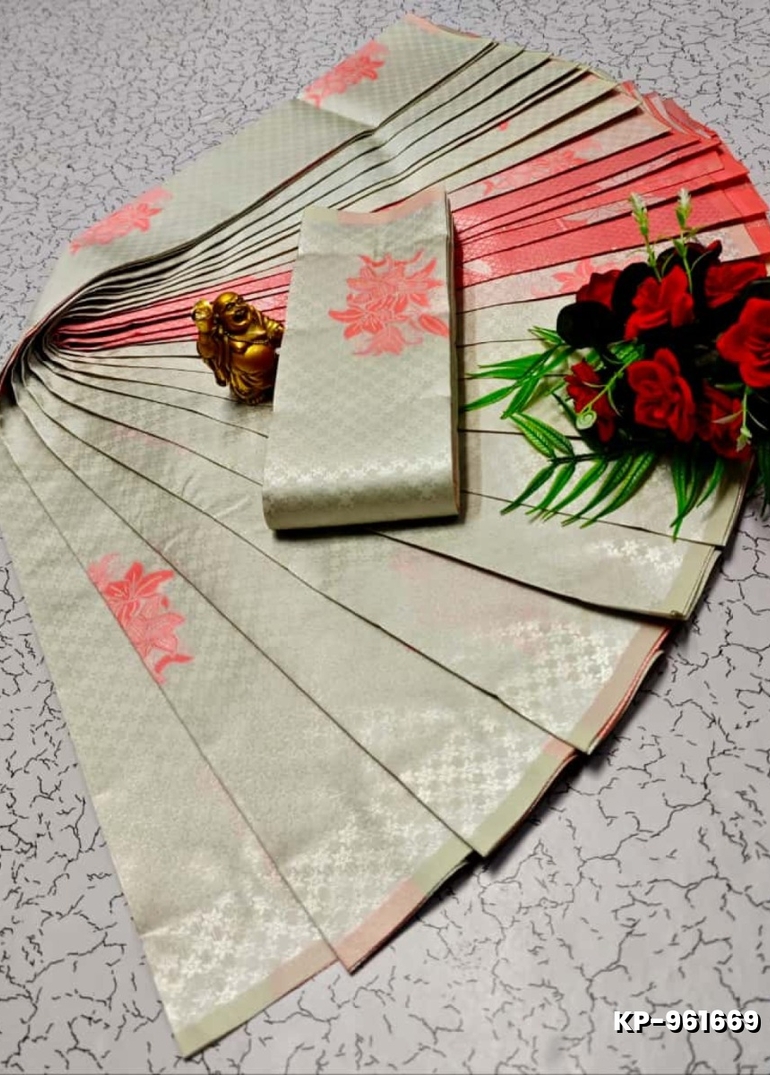 Kubera borderless elite bridal rapier fancy light weight silk type sarees function wear - BEIGE COLOUR