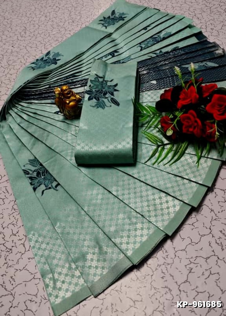 Kubera borderless elite bridal rapier fancy light weight silk type sarees function wear- BLUE SHADE