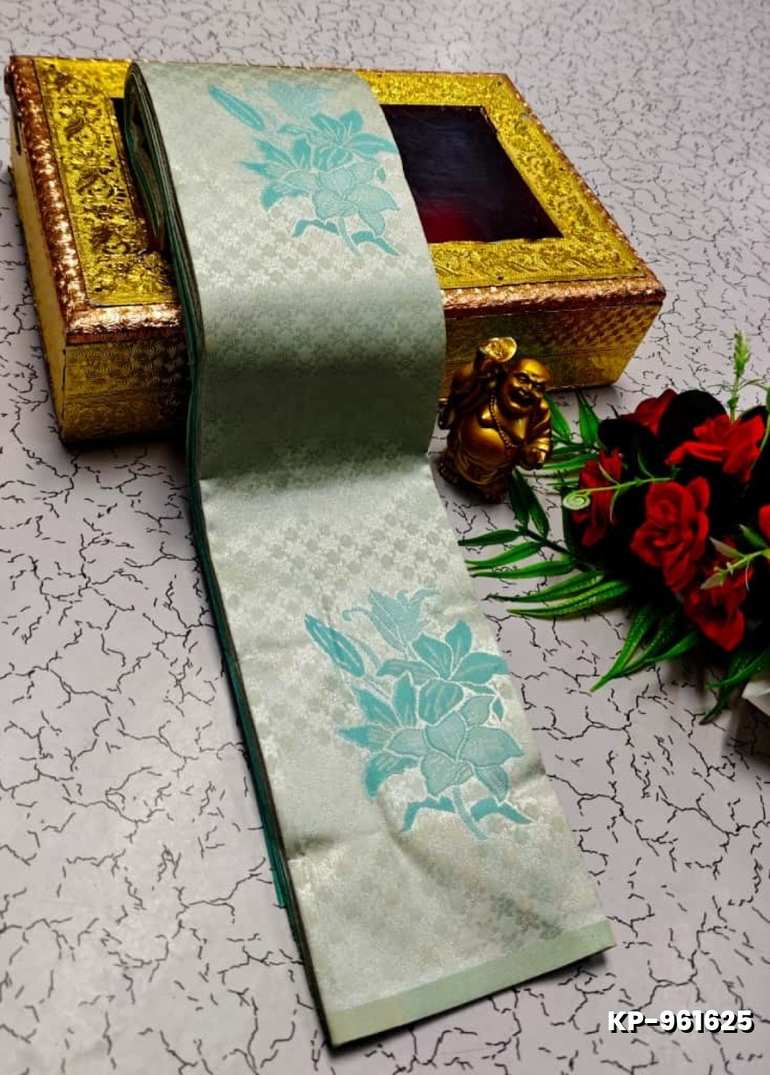 Kubera borderless elite bridal rapier fancy light weight silk type sarees function wear- WHITE