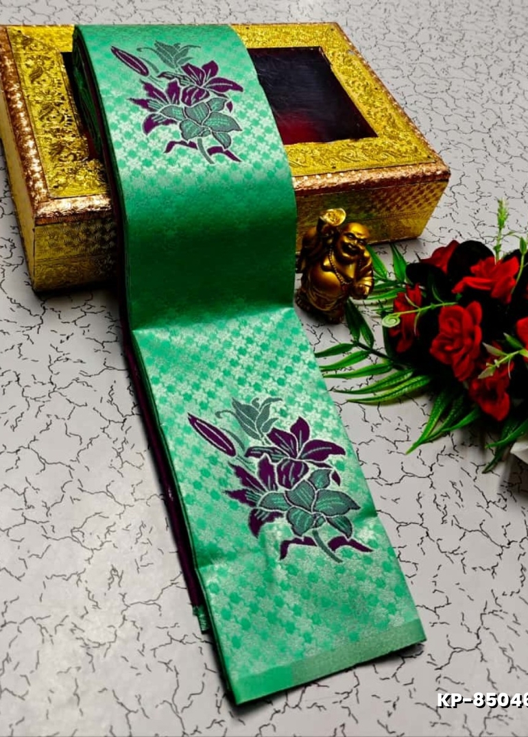 Kubera borderless elite bridal rapier fancy light weight silk type sarees function wear - TUQUOISE