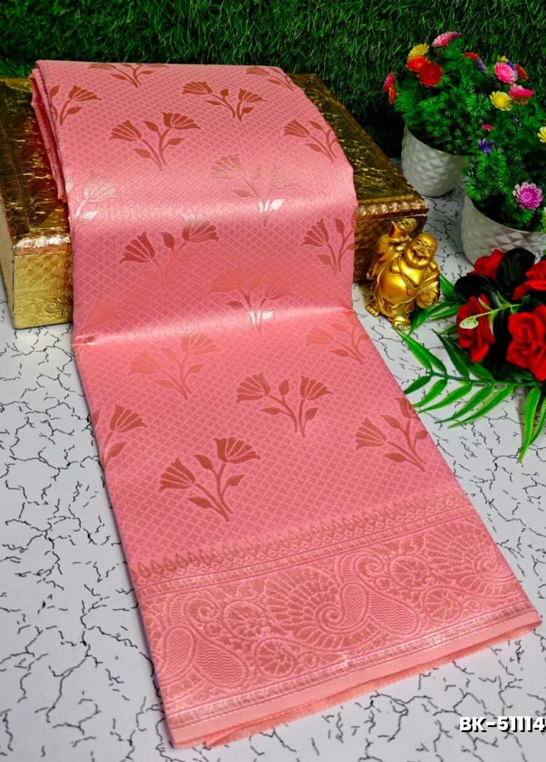 Banaras with our Banarasi Cotton fabric — a beautiful fusion of classic artistry and breathable comfort wear saree - LIGHT PINK