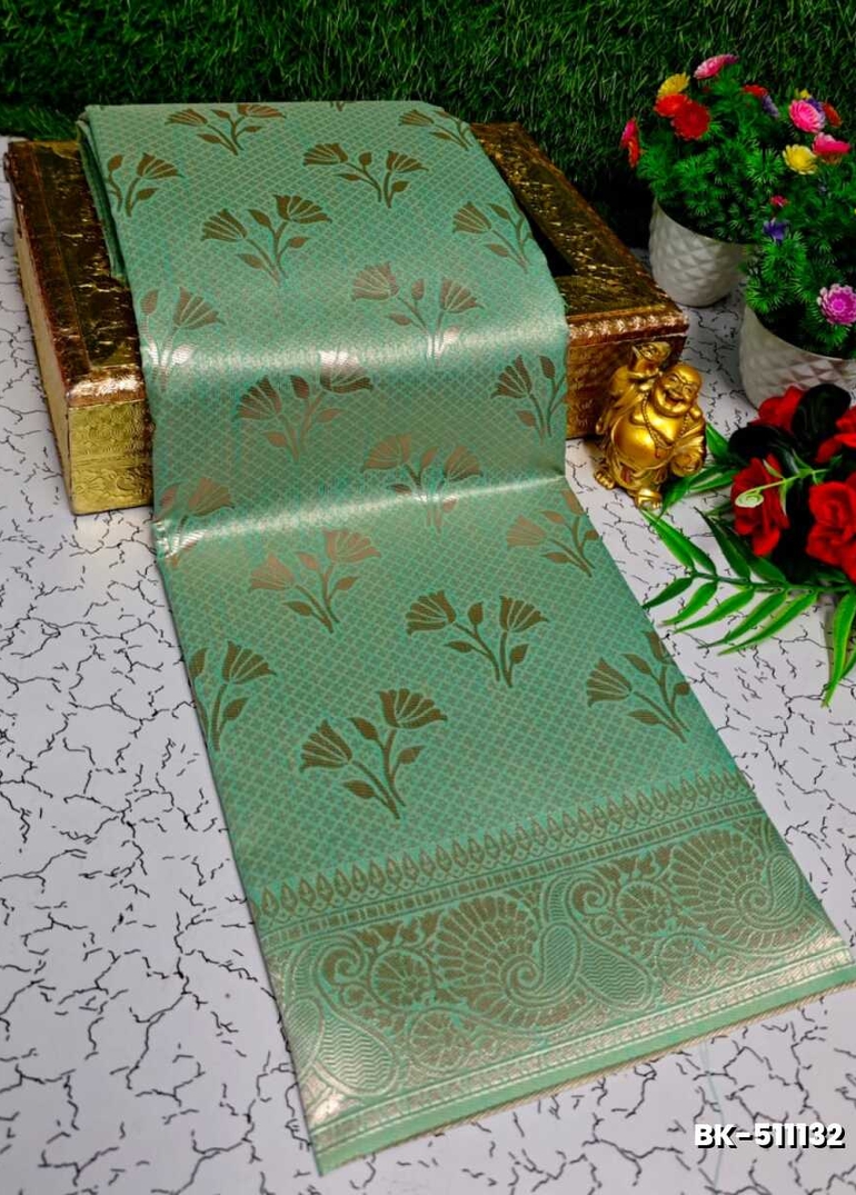 Banaras with our Banarasi Cotton fabric — a beautiful fusion of classic artistry and breathable comfort wear saree - LIGHT SKY BLUE (1)