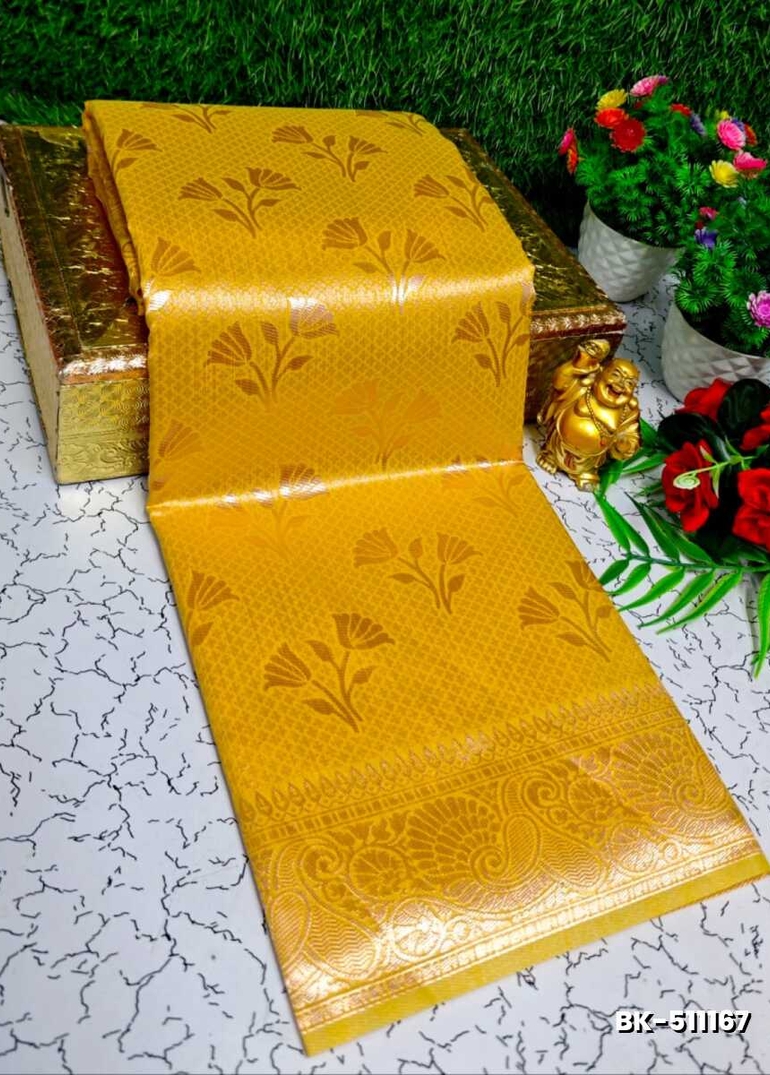 Banaras with our Banarasi Cotton fabric — a beautiful fusion of classic artistry and breathable comfort wear saree - GOLD COLOUR (1)