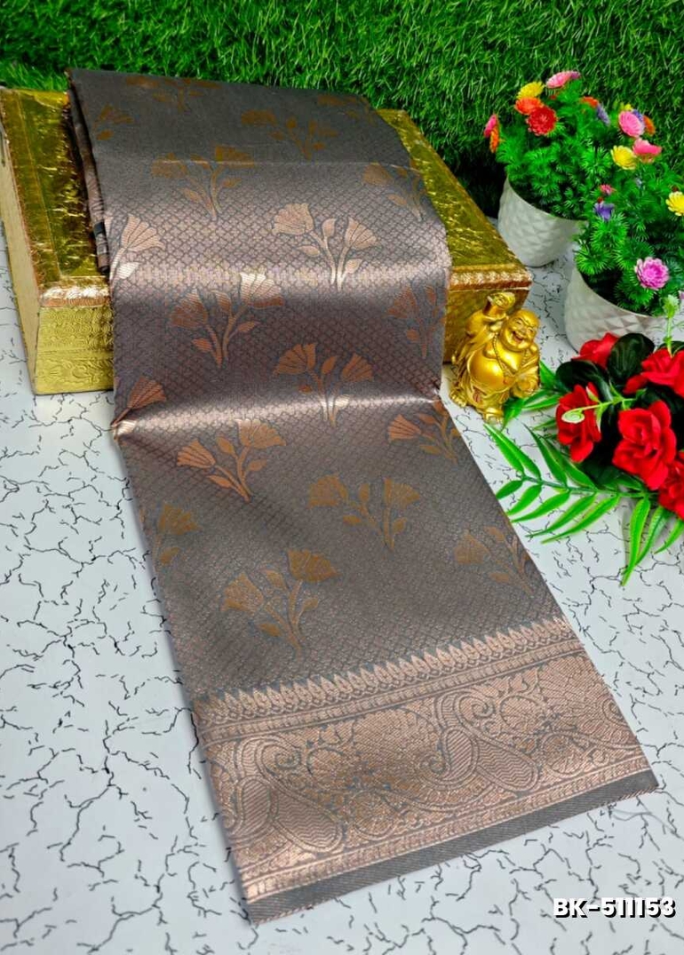 Banaras with our Banarasi Cotton fabric — a beautiful fusion of classic artistry and breathable comfort wear saree - BROWN