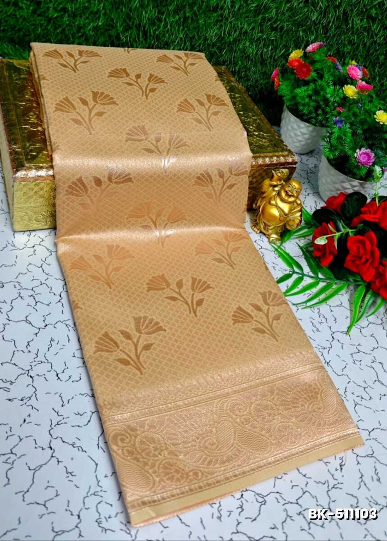 Banaras with our Banarasi Cotton fabric — a beautiful fusion of classic artistry and breathable comfort wear saree - GOLD (1)