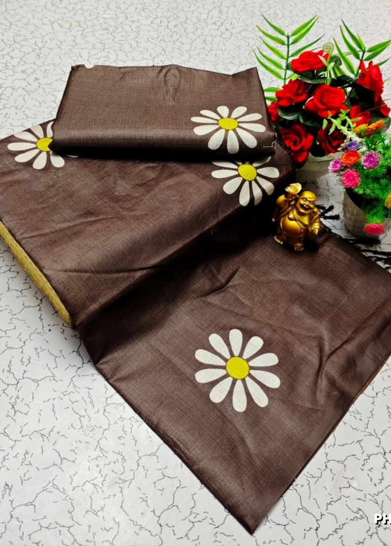 Elegant Pashmina Cotton Saree – Trending Collection - BROWN