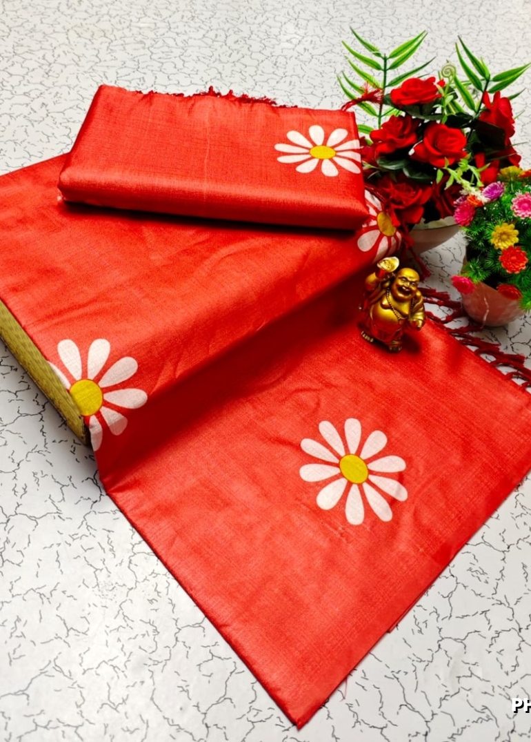 Elegant Pashmina Cotton Saree – Trending Collection - TOMATO COLOUR