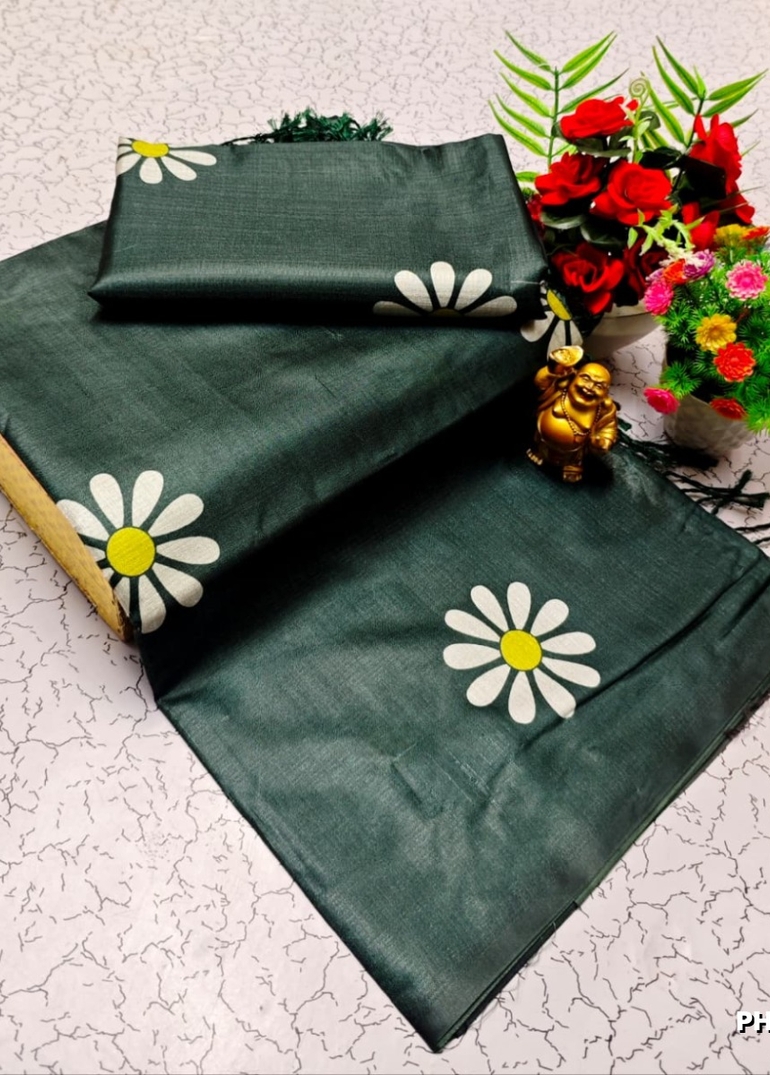 Elegant Pashmina Cotton Saree – Trending Collection - BOTTLE GREEN