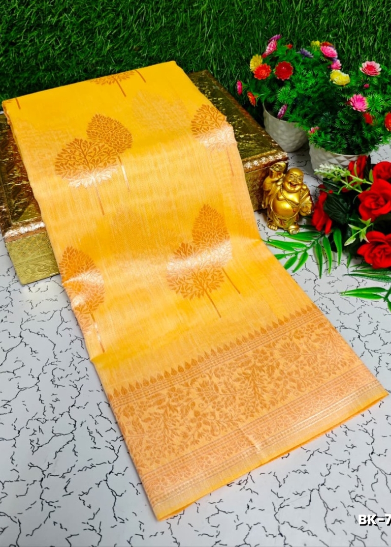 Banaras with our Banarasi Cotton fabric — a beautiful fusion of classic artistry and breathable comfort wear saree - LIGHT SANDLE