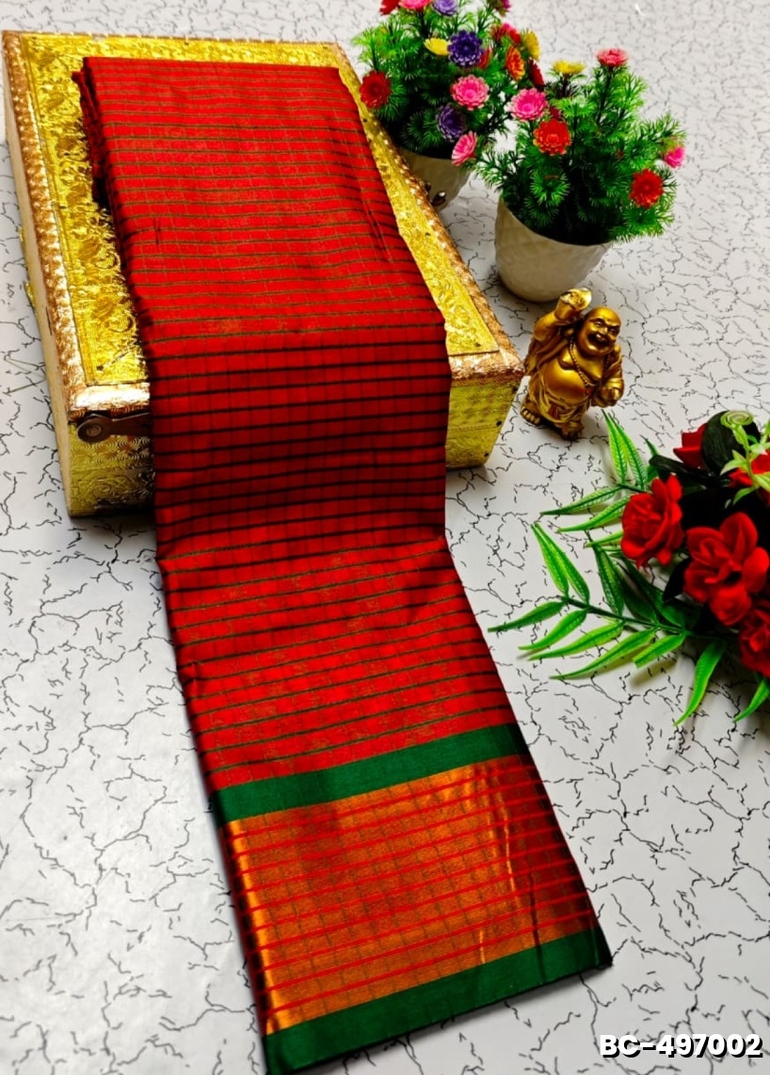 Beauty checked soft silk rich look design soft material function and party wear - MERUN