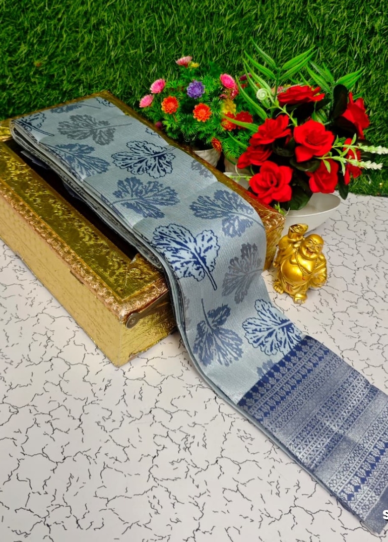 Premium kubera pattu saree rapier fancy  light weight silk type sarees function wear - SILVAR COLOUR (1)