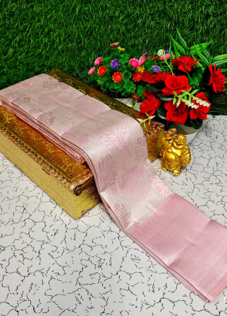 Premium kubera pattu saree rapier fancy  light weight silk type sarees function wear - BABY PINK (2)