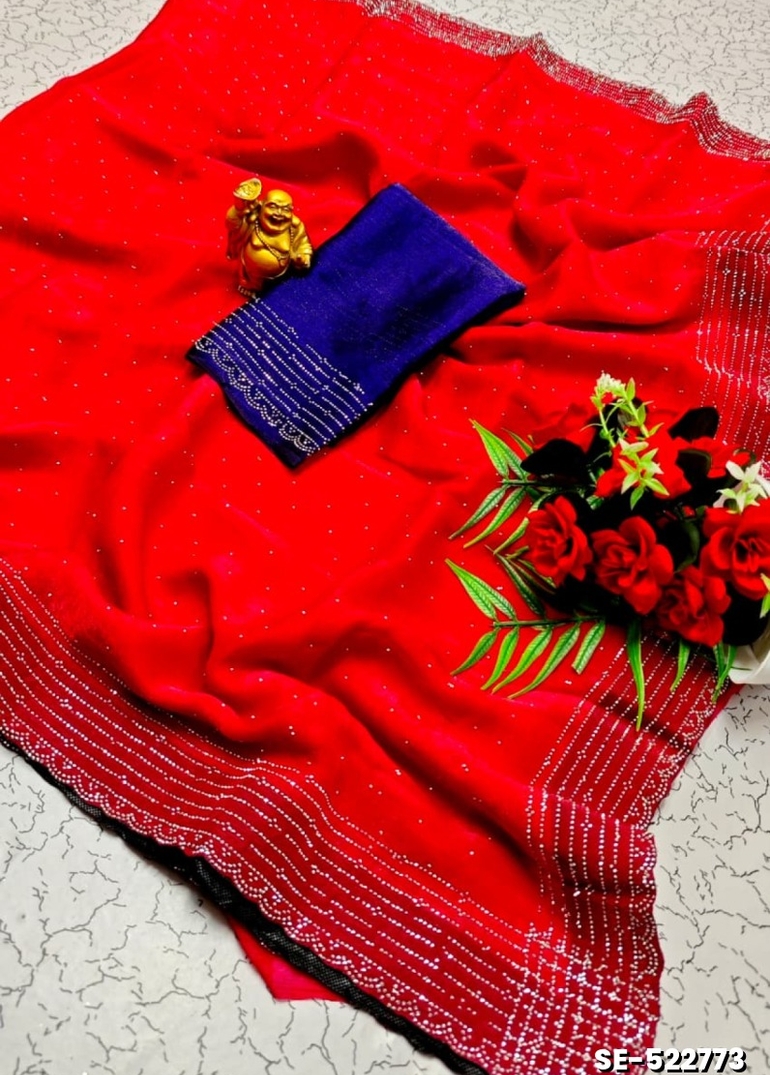 Celestial grace: space silk saree  modern fancy item sarees - RUBY COLOUR (1)