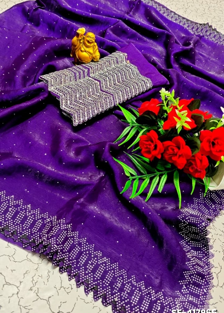 Celestial grace: space silk saree  modern fancy item sarees - INDIGO COLOUR (1)