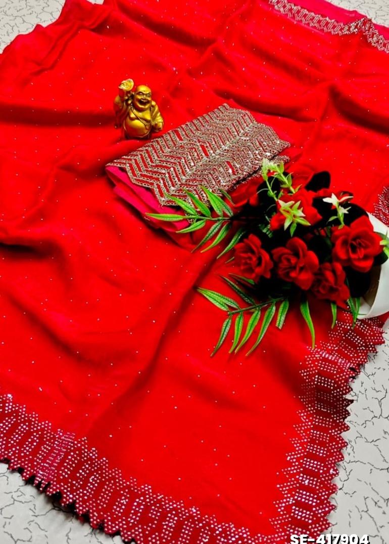 Celestial grace: space silk saree  modern fancy item sarees - RED (1)