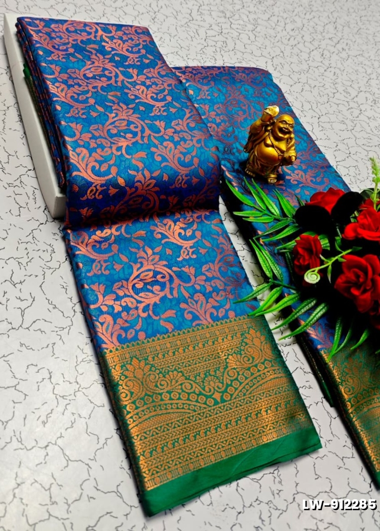 Wedding luxury silk saree with premium zari design || wedding sarees collection - BLUE SHADE