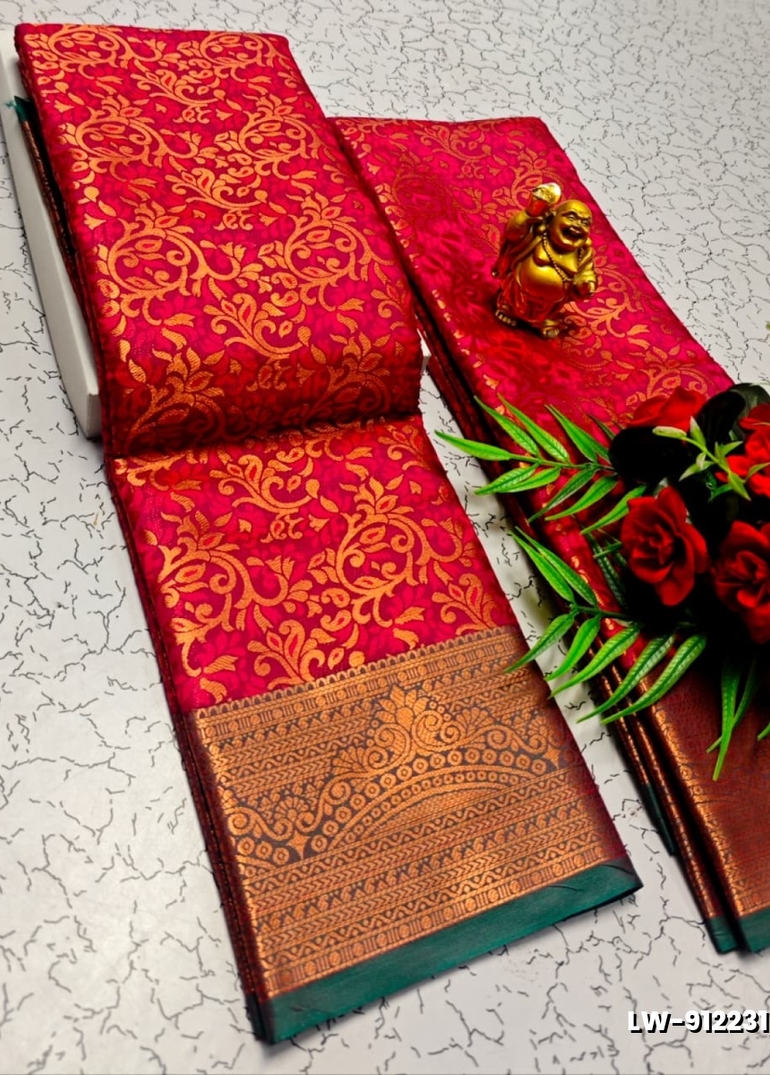 Wedding luxury silk saree with premium zari design || wedding sarees collection - DARK PINK