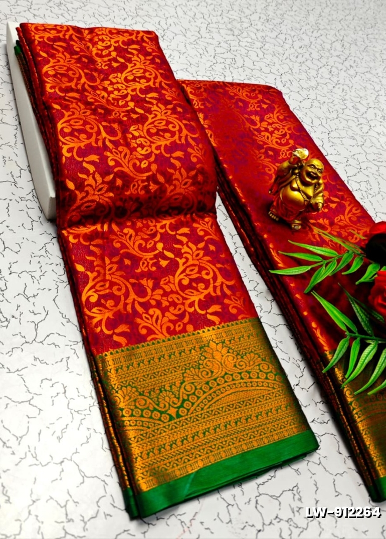 Wedding luxury silk saree with premium zari design || wedding sarees collection - BROWN COLOUR