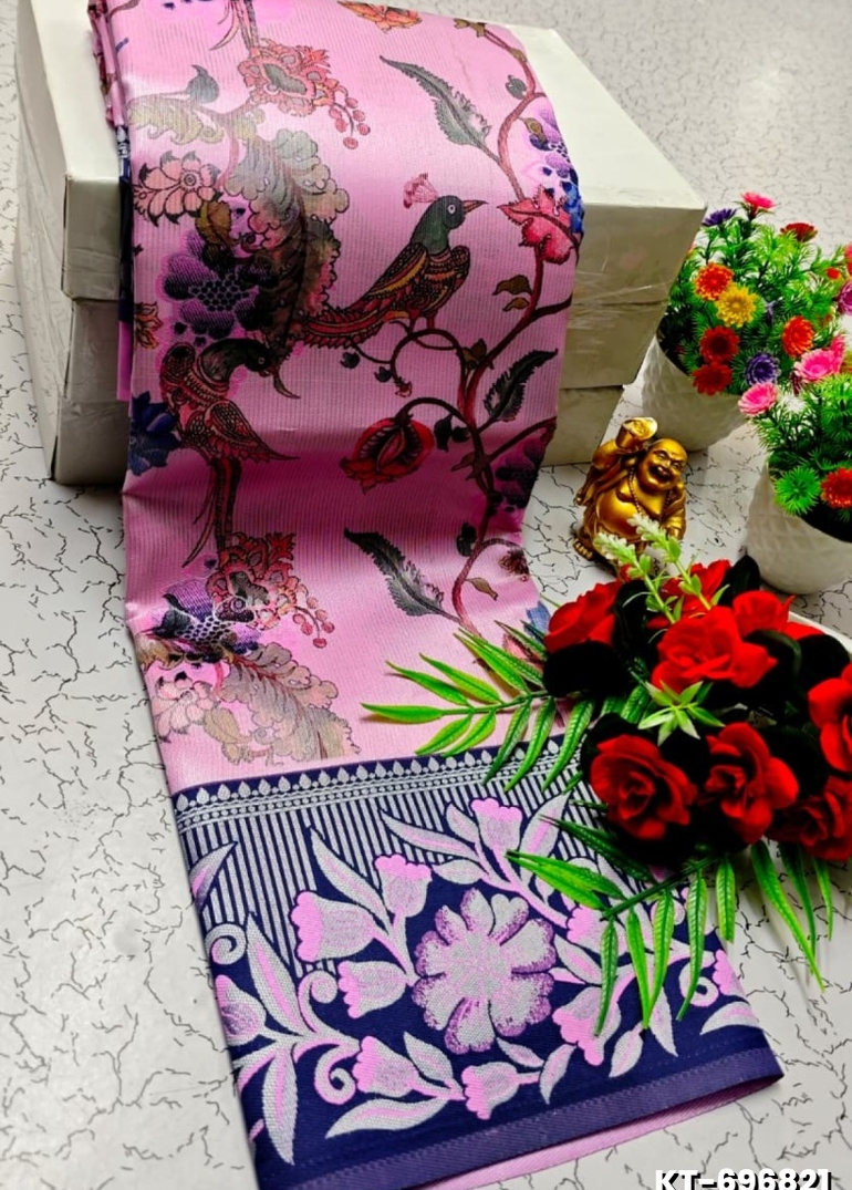 Elegant Kalamkari Tissue Saree for Festivities & Weddings - BABY PINK (1)