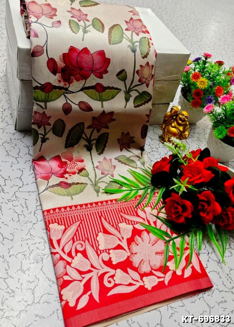 Elegant Kalamkari Tissue Saree for Festivities & Weddings - CREAM