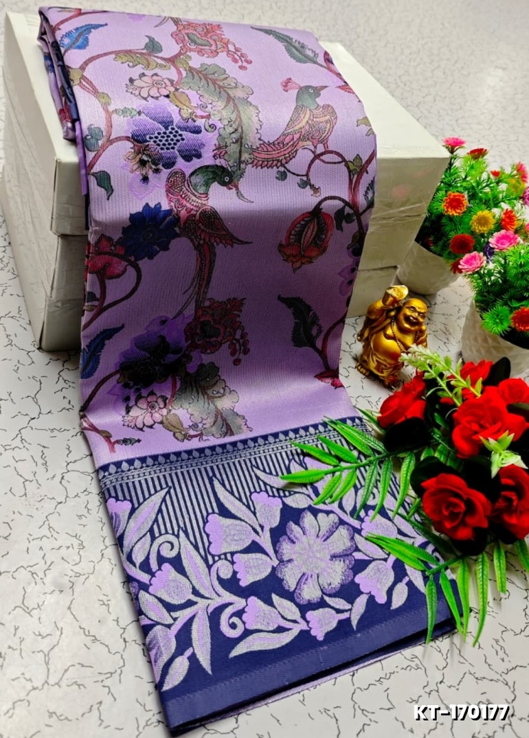 Elegant Kalamkari Tissue Saree for Festivities & Weddings - MAUVE COLOUR (1)