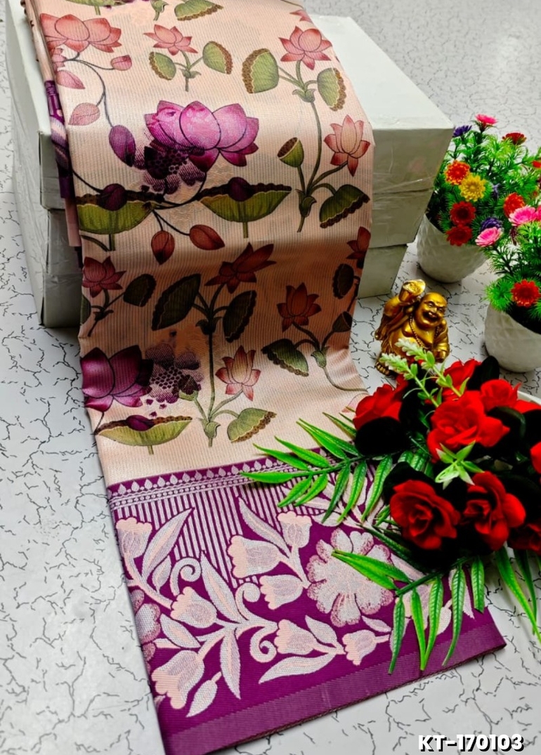 Elegant Kalamkari Tissue Saree for Festivities & Weddings - GOLD (1)