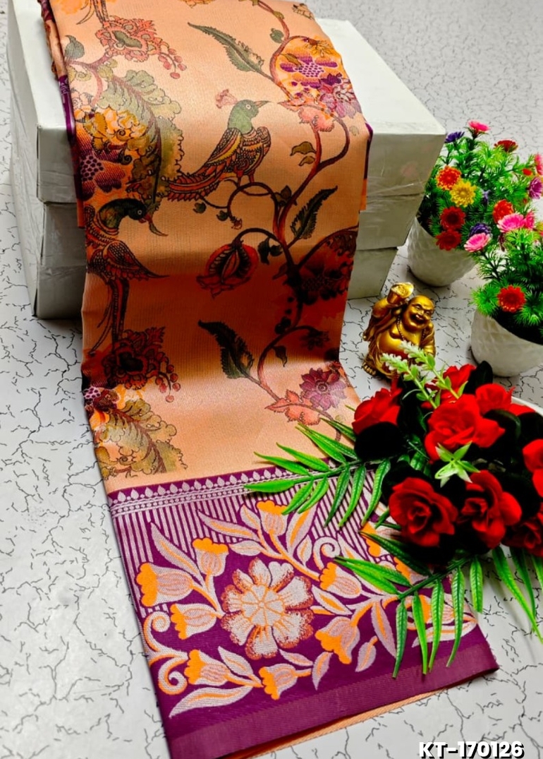Elegant Kalamkari Tissue Saree for Festivities & Weddings - ORANGE N (1)