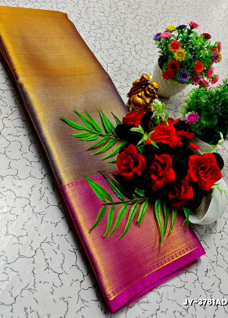 JYOTHIKA INSPIRED TRENDING  TISSUE SILK SAREES - DARK GOLD (1)