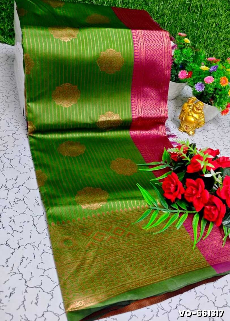 Traditional vaira oosi silk saree - perfect for weddings & festivals - OLIVE GREEN