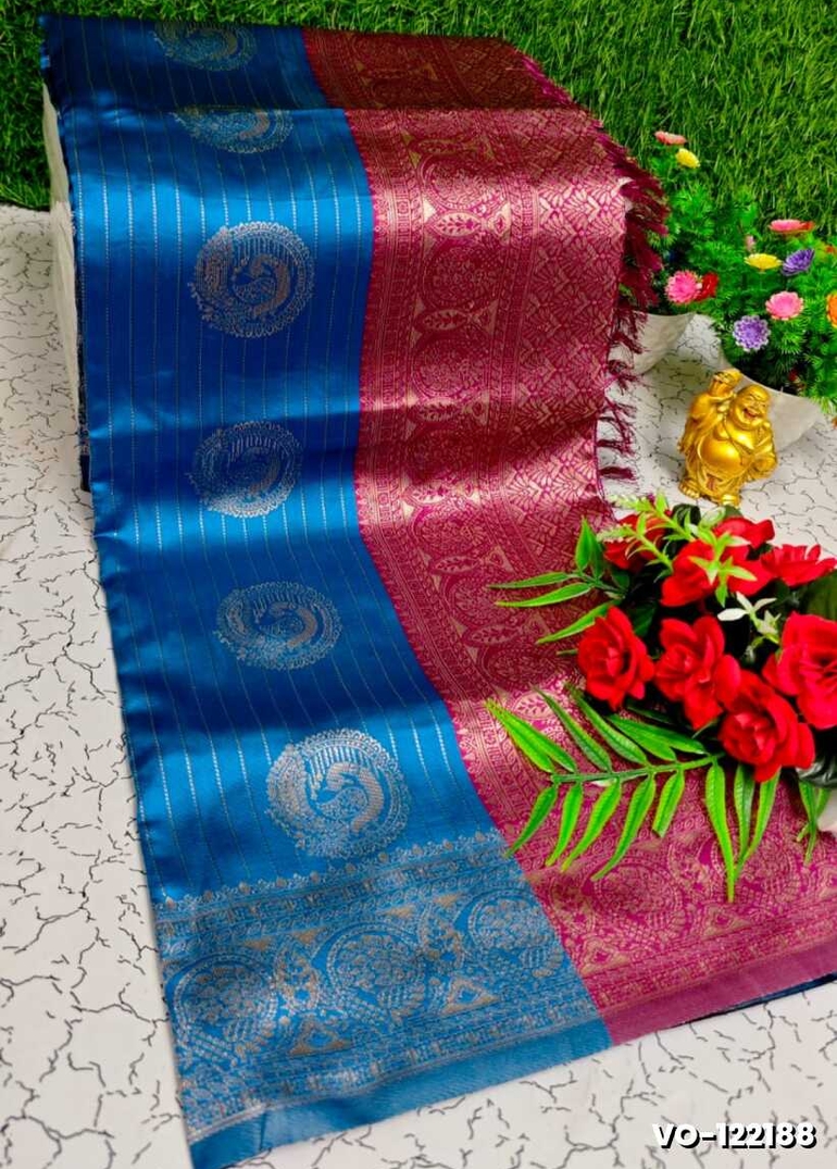 Traditional vaira oosi silk saree - perfect for weddings & festivals - PEACKOK BLUE