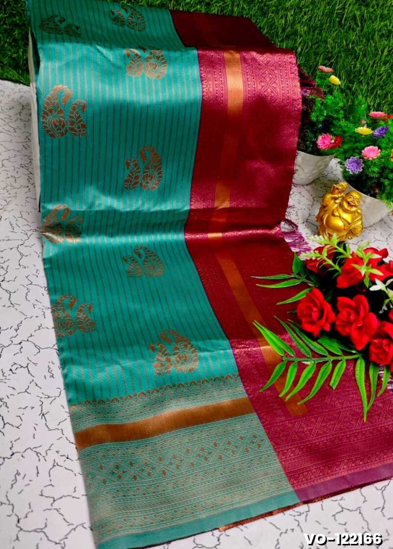 Traditional vaira oosi silk saree - perfect for weddings & festivals - TUQUOISE