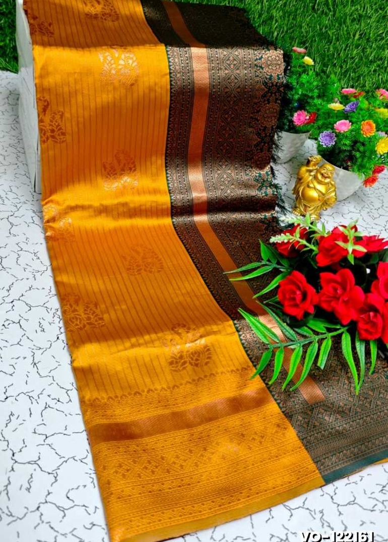 Traditional vaira oosi silk saree - perfect for weddings & festivals - YELLOW COLOR