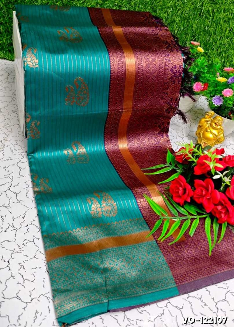 Traditional vaira oosi silk saree - perfect for weddings & festivals - TEAL COLOUR (1)