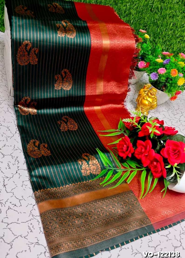 Traditional vaira oosi silk saree - perfect for weddings & festivals - DARK GREEN