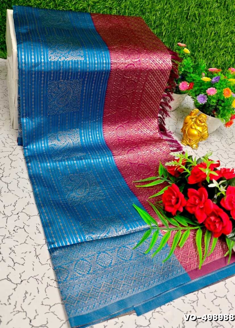 Traditional vaira oosi silk saree - perfect for weddings & festivals - PEACKOK BLUE (1)