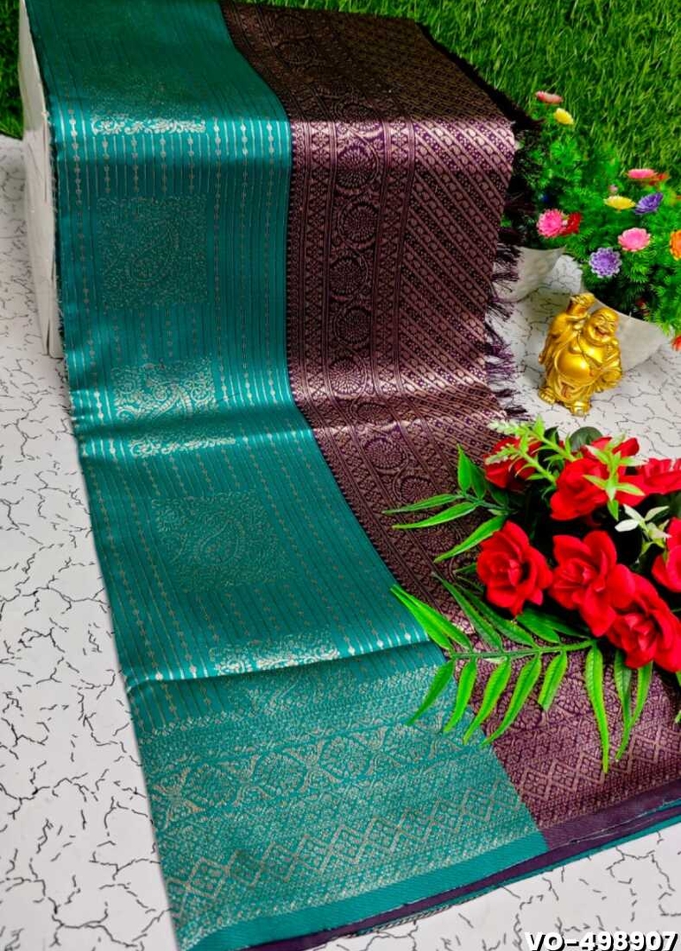 Traditional vaira oosi silk saree - perfect for weddings & festivals - TEAL COLOUR (2)