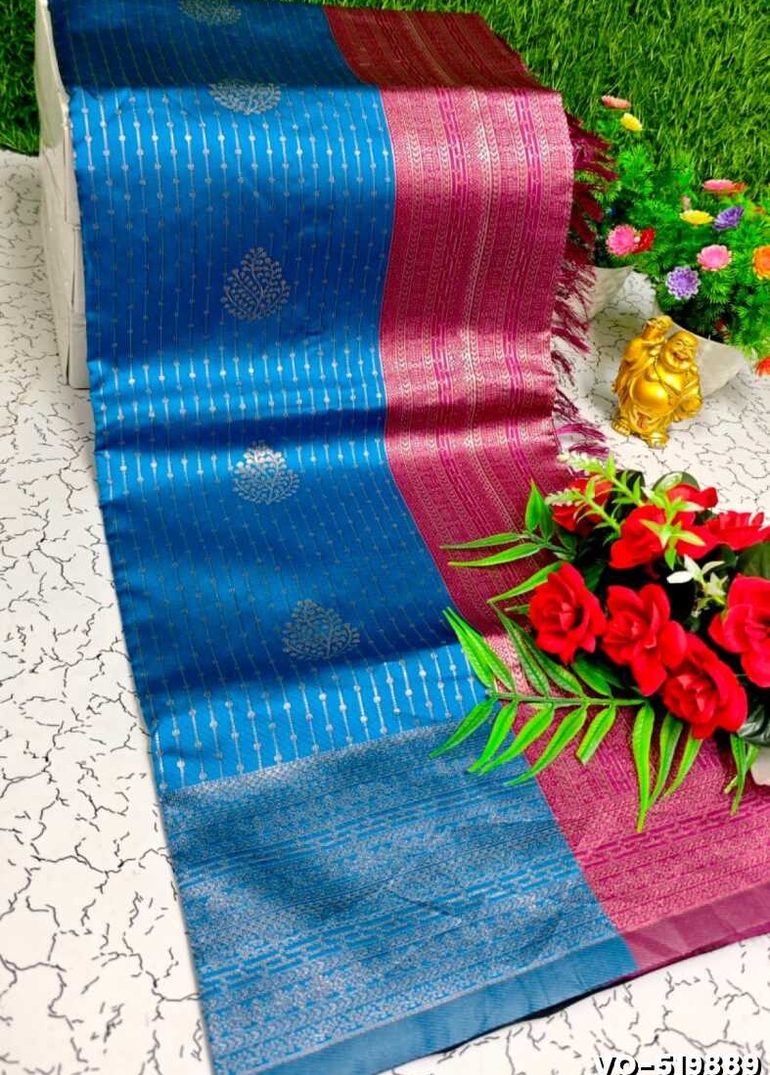 Traditional vaira oosi silk saree - perfect for weddings & festivals - BLUE COLOUR